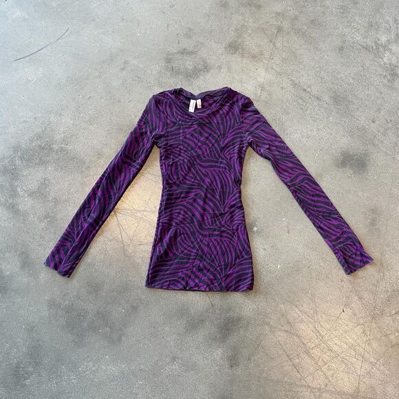 Sheer purple zebra striped top size small - Picture 1 of 2